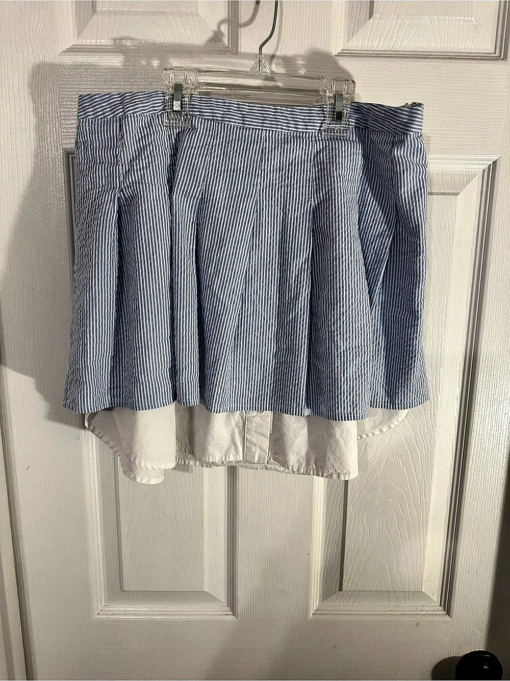 Anthropologie Sunday in Brooklyn Striped Cotton Mini Skirt in Blue & White